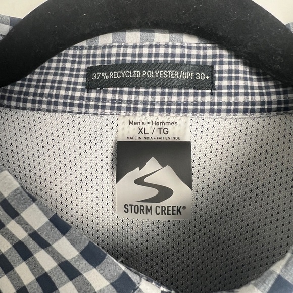 Storm Creek Men's Influencer Blue White Gingham Woven Shirt UPF30+ Stretch Sz XL - Picture 8 of 9